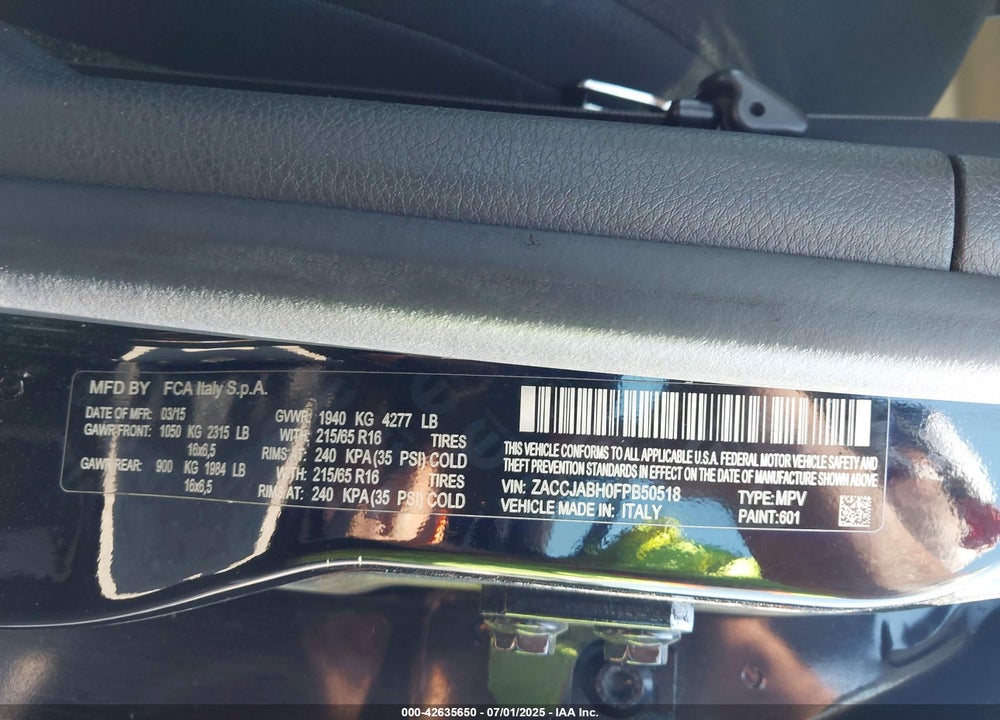2015 JEEP RENEGADE VIN: ZACCJABH0FPB50518