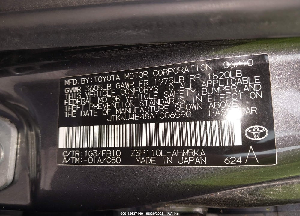 2010 SCION XD VIN: JTKKU4B48A1006590