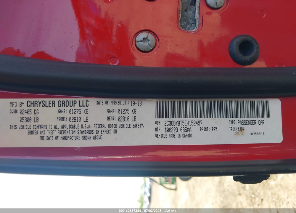 2014 DODGE CHALLENGER VIN: 2C3CDYBT5EH152497