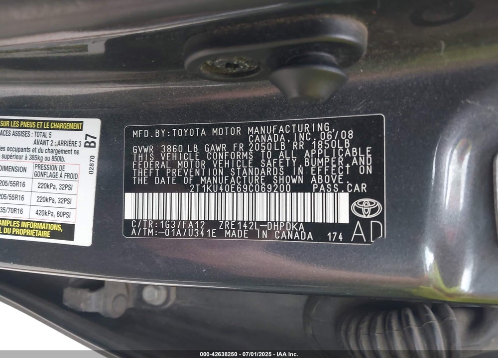 2009 TOYOTA MATRIX VIN: 2T1KU40E69C069200