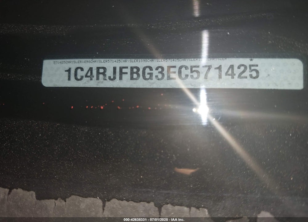 2014 JEEP GRAND CHEROKEE VIN: 1C4RJFBG3EC571425