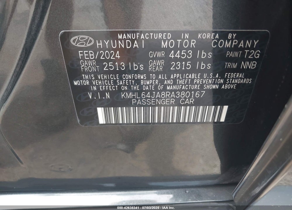 2024 HYUNDAI SONATA SEL VIN: KMHL64JA8RA380167