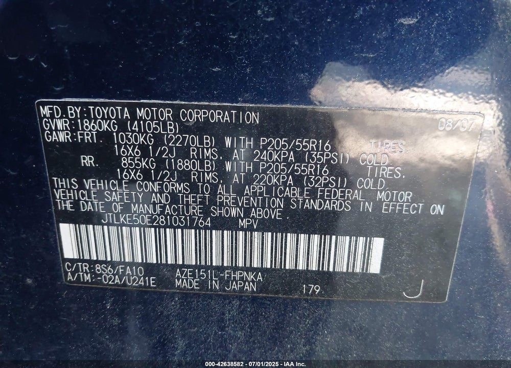 2008 SCION XB VIN: JTLKE50E281031764
