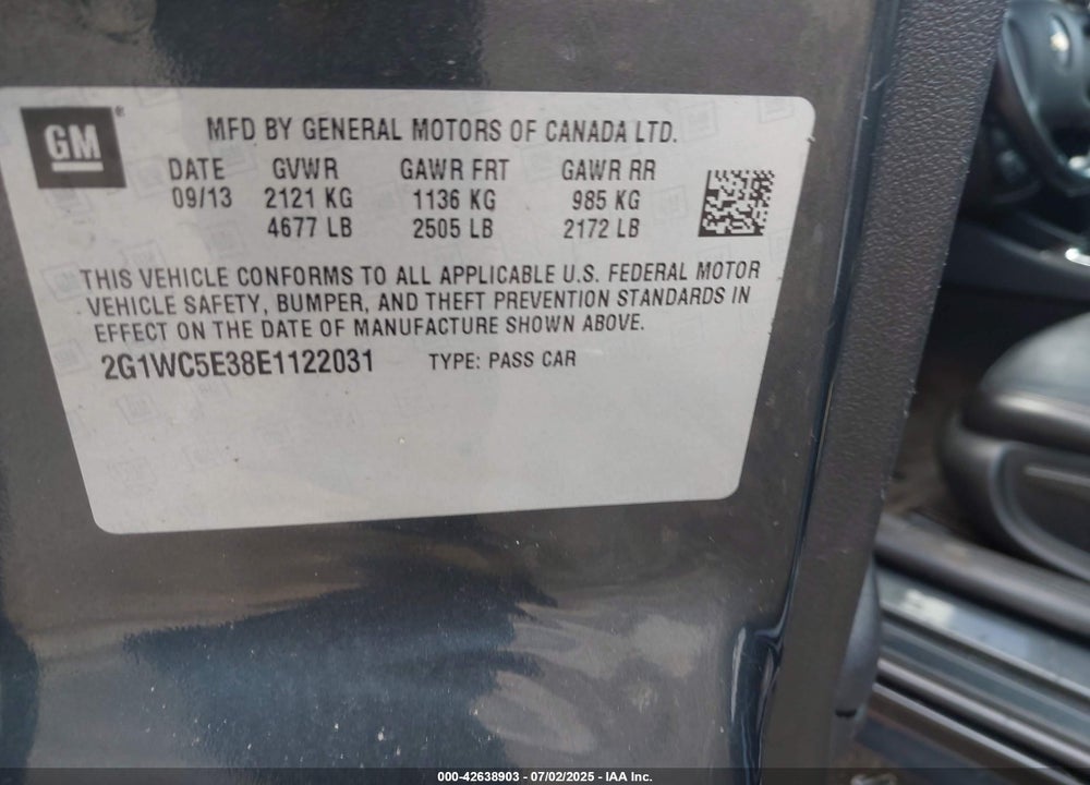 2014 CHEVROLET IMPALA LIMITED VIN: 2G1WC5E38E1122031