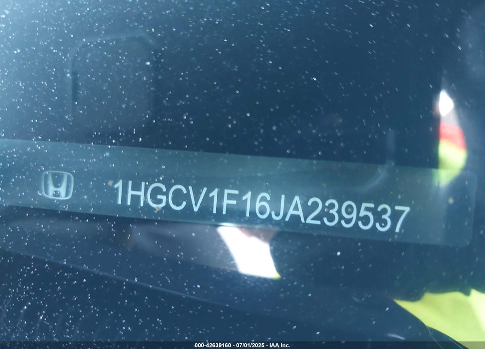 2018 HONDA ACCORD VIN: 1HGCV1F16JA239537
