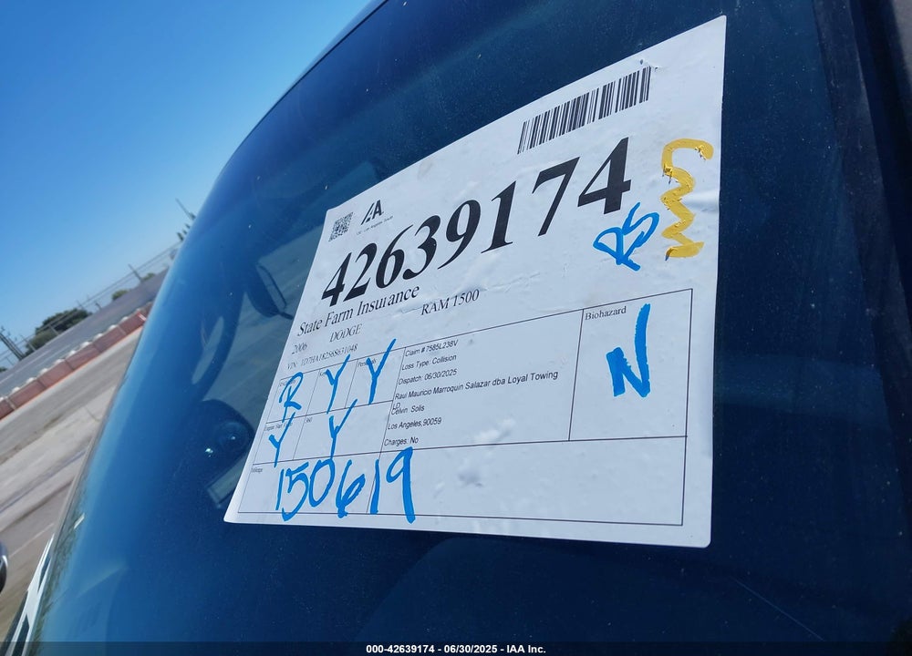 2006 DODGE RAM 1500 VIN: 1D7HA18256S631048