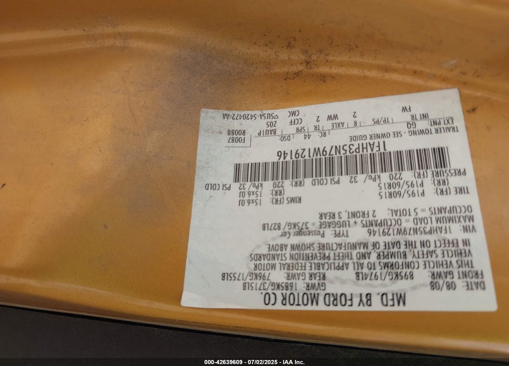 2009 FORD FOCUS VIN: 1FAHP35N79W129146