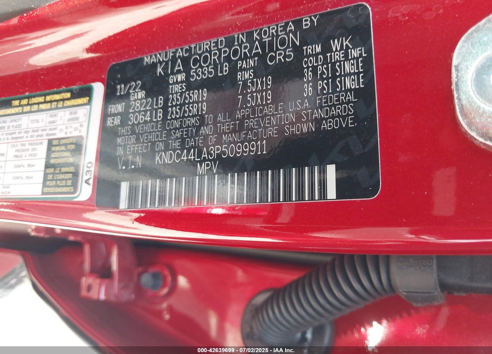 2023 KIA EV6 VIN: KNDC44LA3P5099911