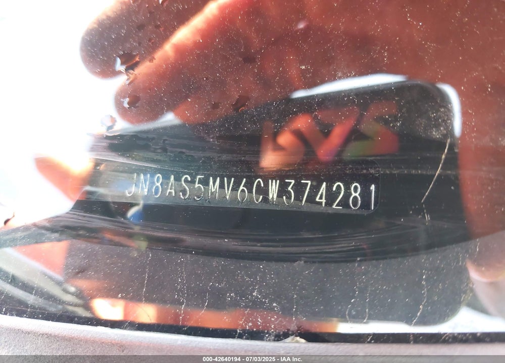 2012 NISSAN ROGUE VIN: JN8AS5MV6CW374281