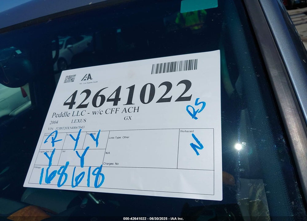 2004 LEXUS GX 470 VIN: JTJBT20X540067043