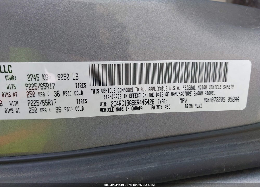 2014 CHRYSLER TOWN & COUNTRY VIN: 2C4RC1BG9ER445428
