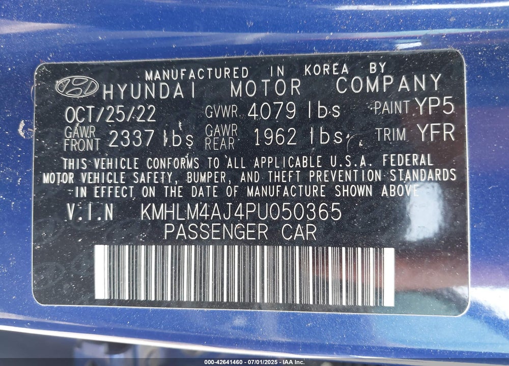 2023 HYUNDAI ELANTRA HYBRID VIN: KMHLM4AJ4PU050365