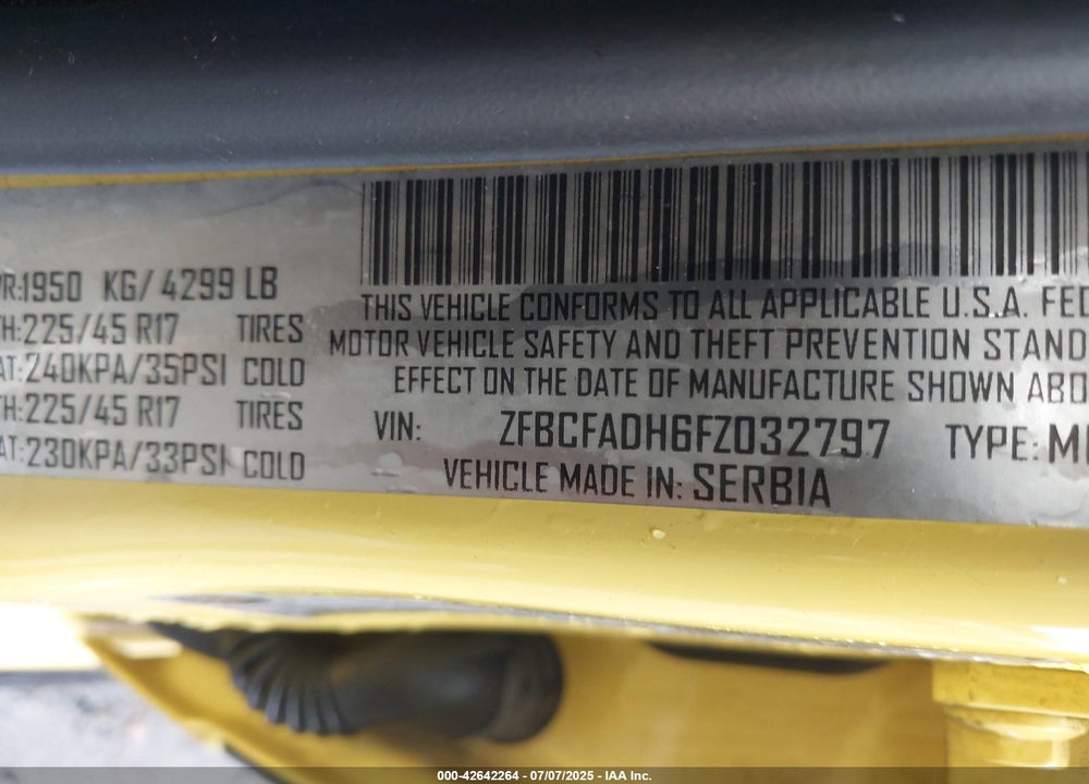 2015 FIAT 500L VIN: ZFBCFADH6FZ032797