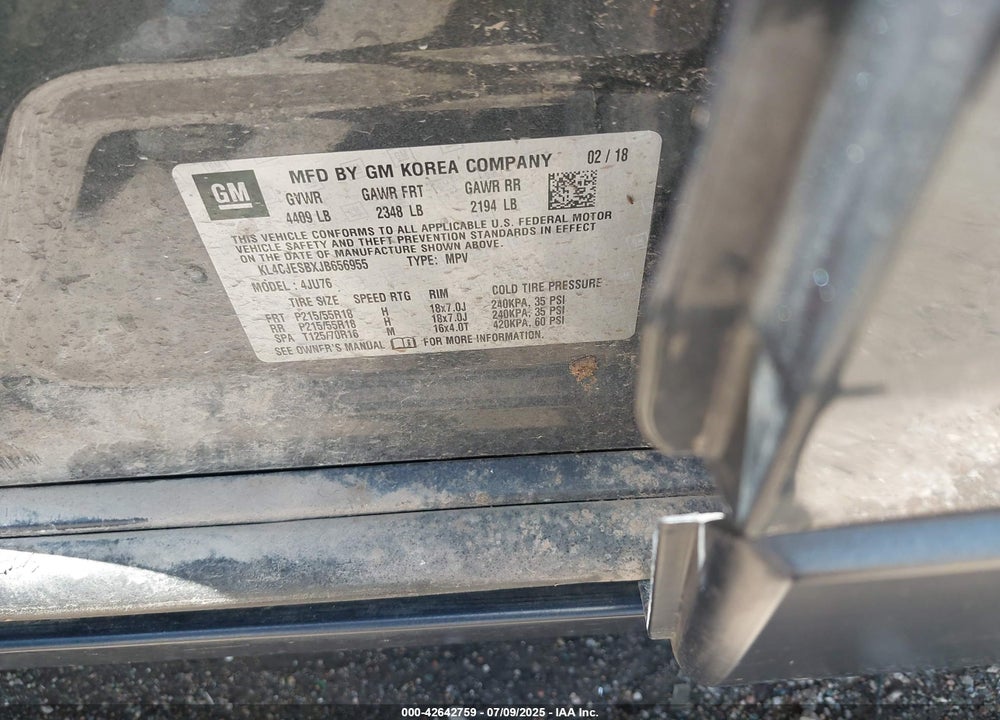 2018 BUICK ENCORE PREFERRED VIN: KL4CJESBXJB656955