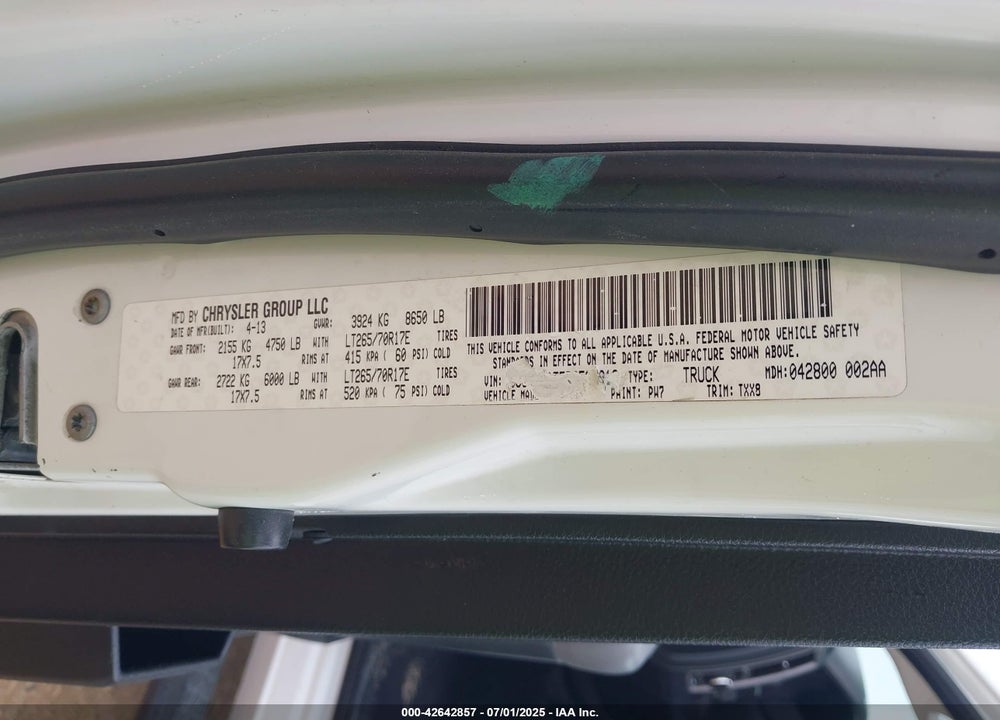 2015 RAM 3500 TRADESMAN VIN: 3C63RPAL8FG661310