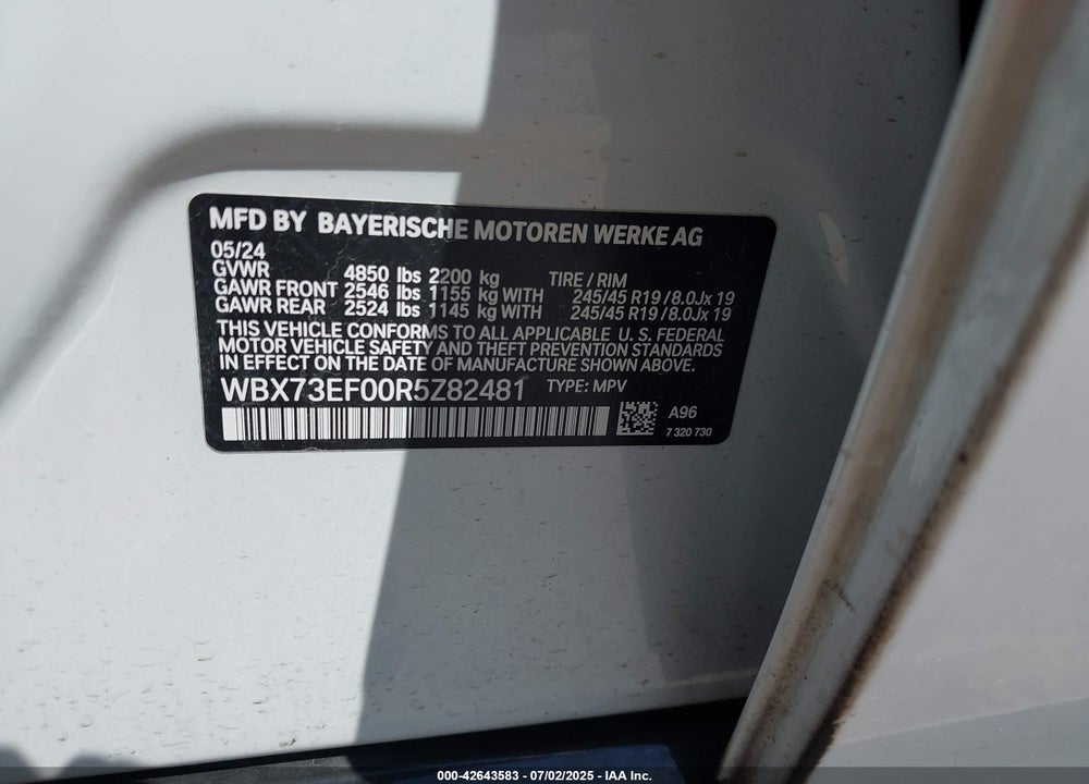 2024 BMW X1 VIN: WBX73EF00R5Z82481