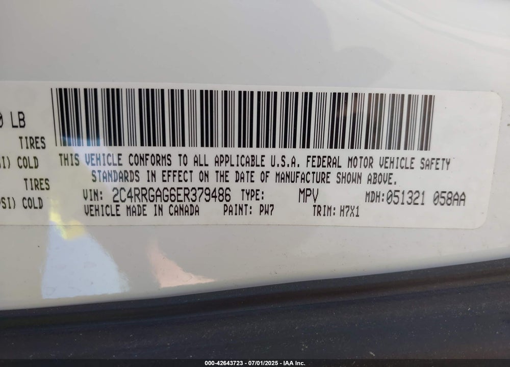 2014 RAM CARGO VIN: 2C4RRGAG6ER379486