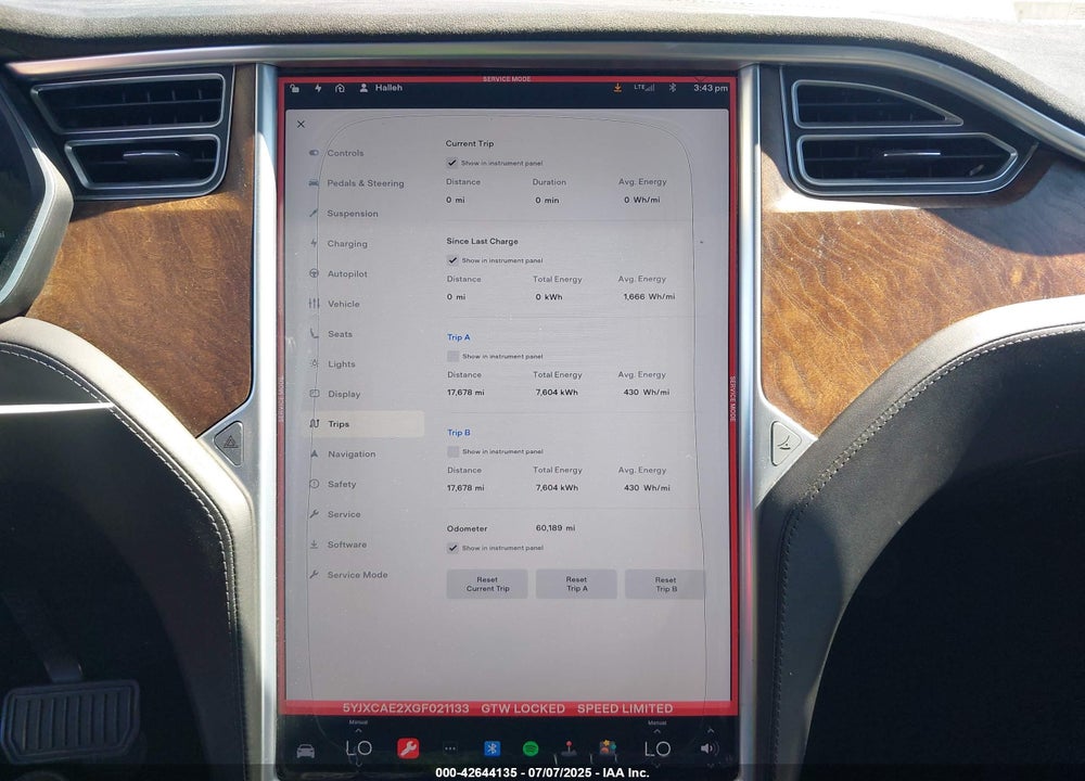 2016 TESLA MODEL X VIN: 5YJXCAE2XGF021133