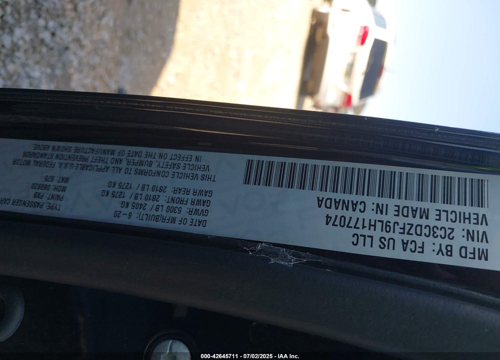 2020 DODGE CHALLENGER VIN: 2C3CDZFJ9LH177074
