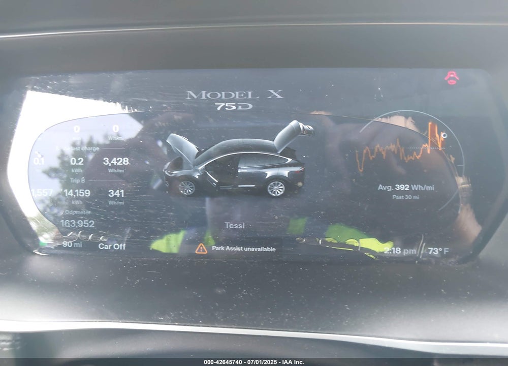 2016 TESLA MODEL X VIN: 5YJXCBE26GF008806