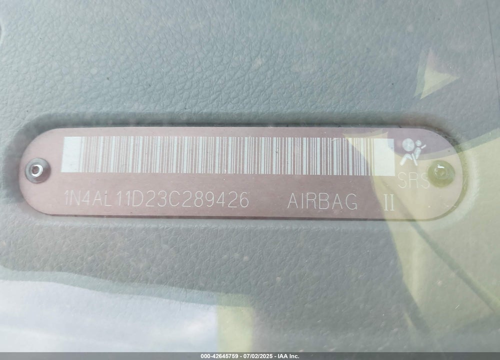 2003 NISSAN ALTIMA 2.5 S VIN: 1N4AL11D23C289426