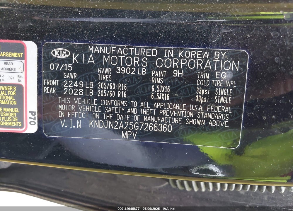 2016 KIA SOUL VIN: KNDJN2A25G7266360