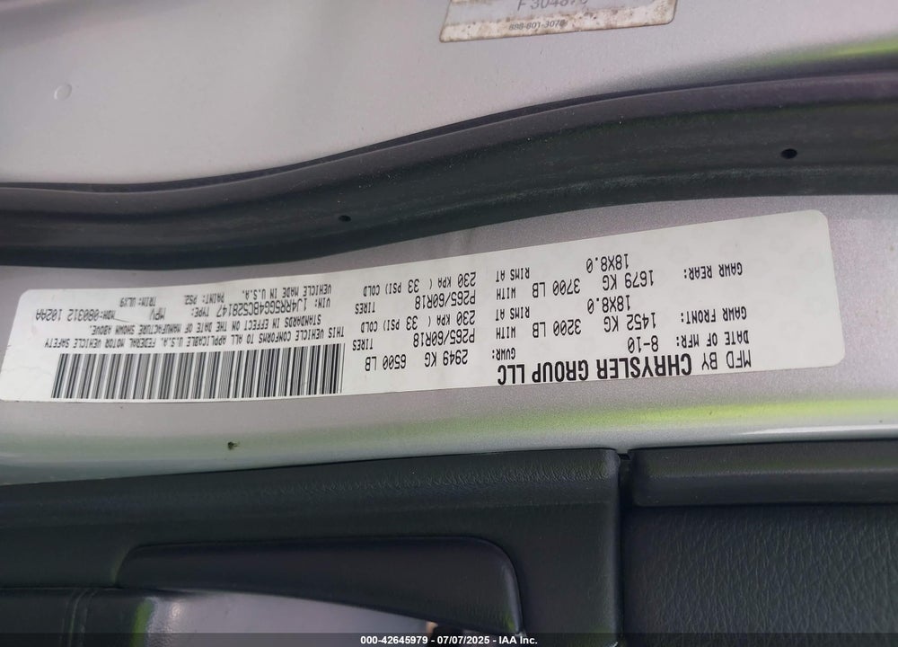 2011 JEEP GRAND CHEROKEE VIN: 1J4RR5GG4BC528147