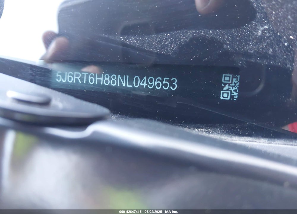 2022 HONDA CR-V VIN: 5J6RT6H88NL049653