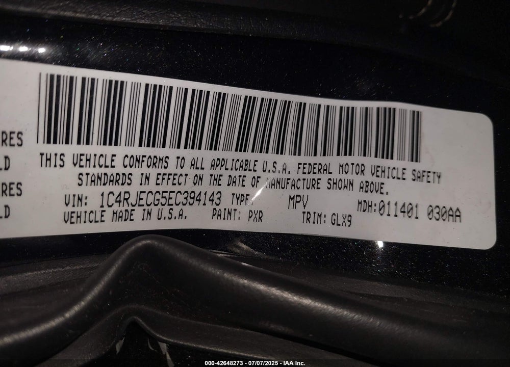 2014 JEEP GRAND CHEROKEE VIN: 1C4RJECG5EC394143