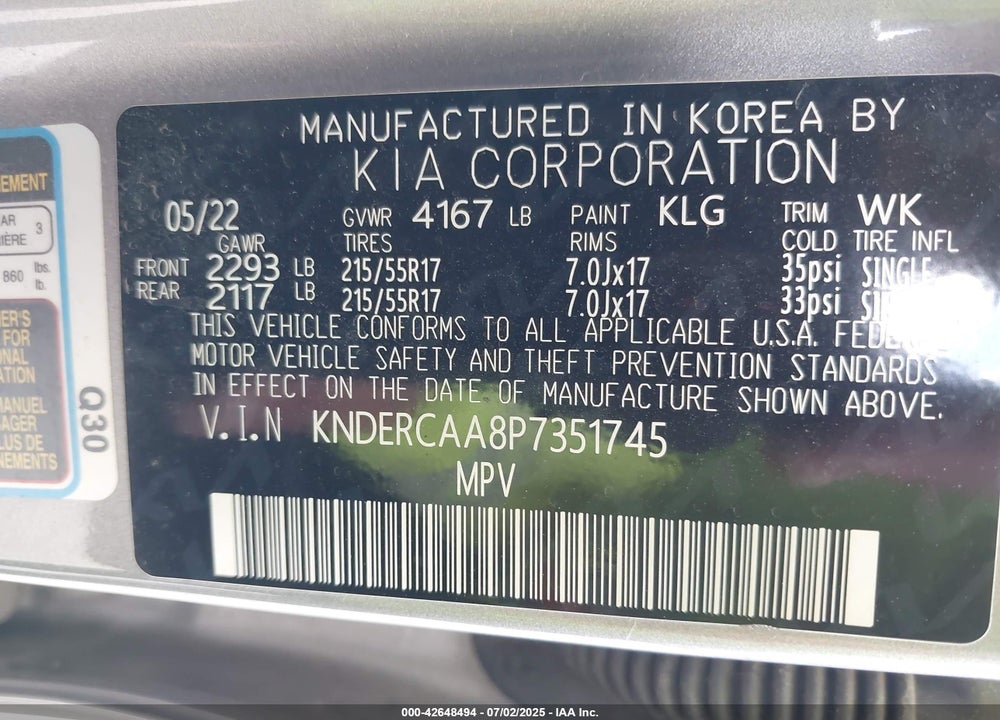 2023 KIA SELTOS VIN: KNDERCAA8P7351745