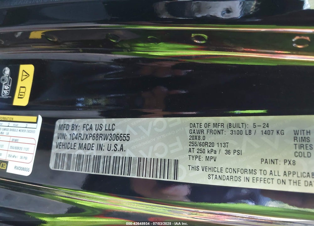 2024 JEEP WRANGLER 4XE SAHARA 4XE VIN: 1C4RJXP68RW306655