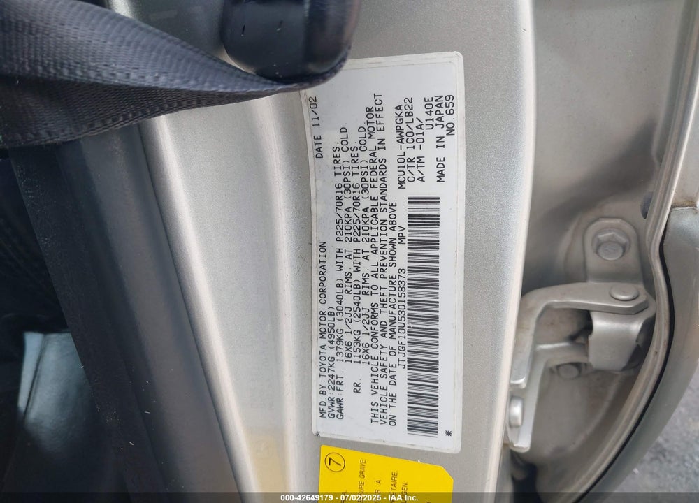 2003 LEXUS RX 300 VIN: JTJGF10U530158373