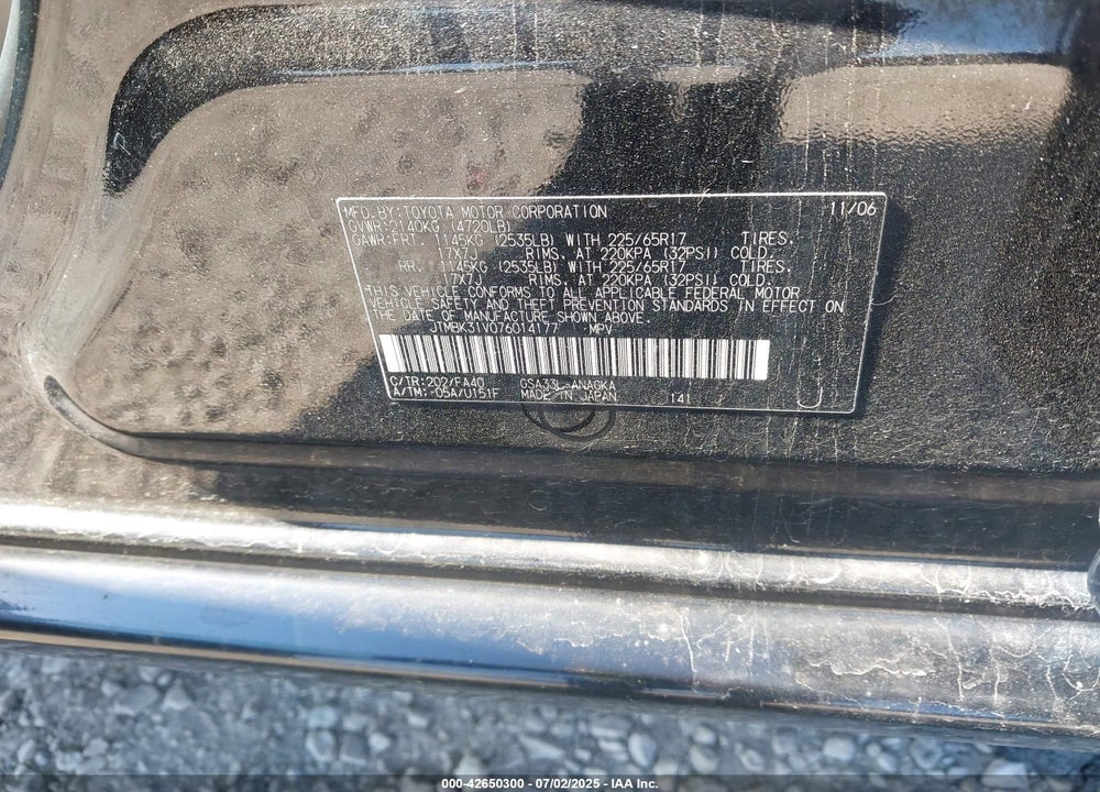 2007 TOYOTA RAV4 LIMITED V6 VIN: JTMBK31V076014177