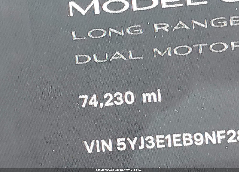 2022 TESLA MODEL 3 VIN: 5YJ3E1EB9NF287751