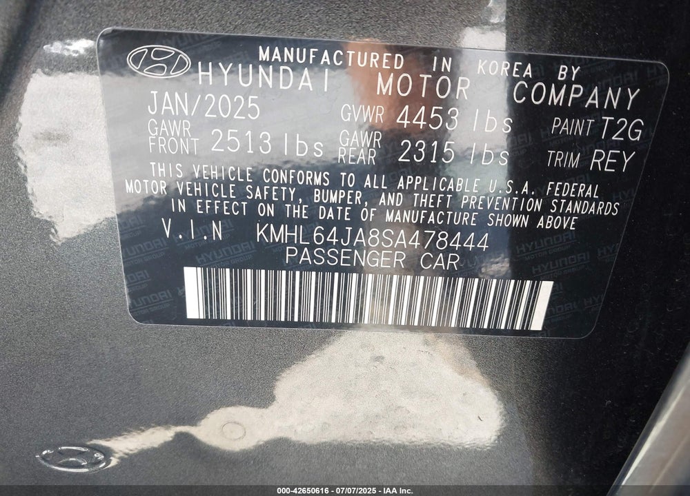 2025 HYUNDAI SONATA VIN: KMHL64JA8SA478444