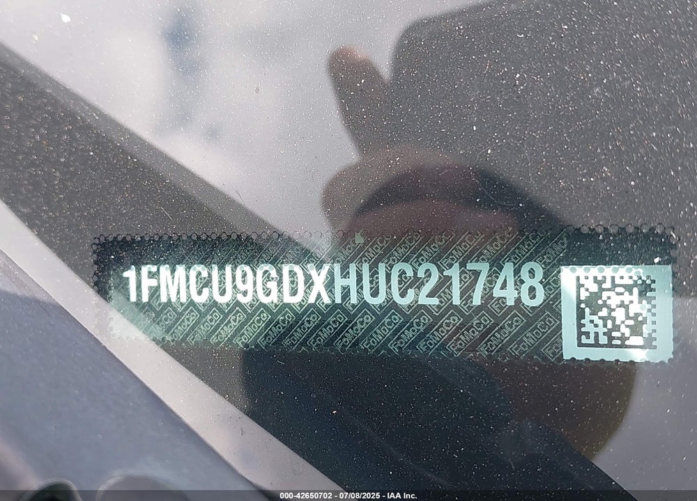 2017 FORD ESCAPE VIN: 1FMCU9GDXHUC21748