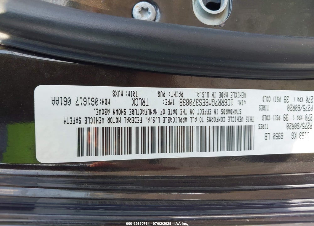 2014 RAM 1500 VIN: 1C6RR7GM6ES370838