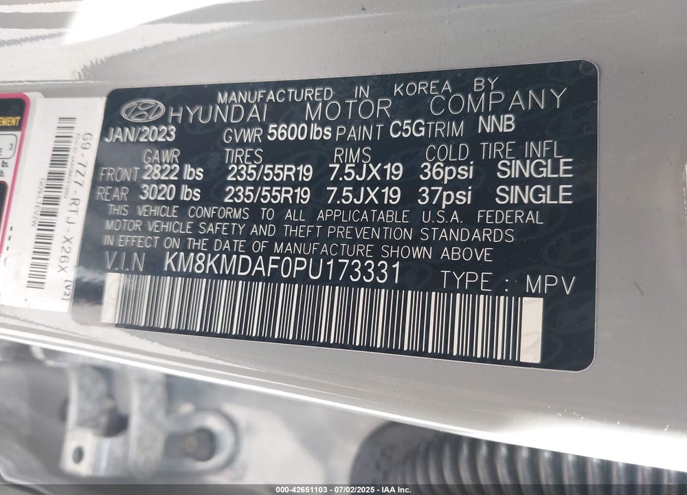 2023 HYUNDAI IONIQ 5 VIN: KM8KMDAF0PU173331
