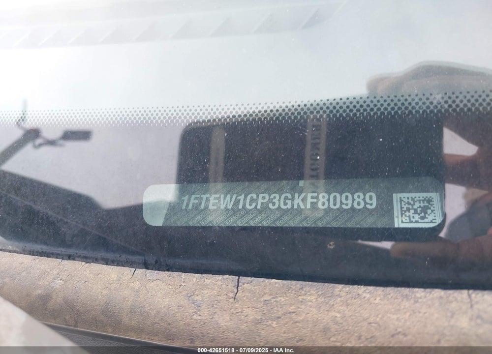 2016 FORD F-150 VIN: 1FTEW1CP3GKF80989