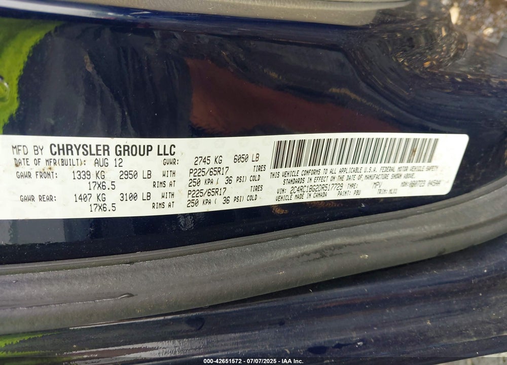 2013 CHRYSLER TOWN & COUNTRY VIN: 2C4RC1BG2DR517729