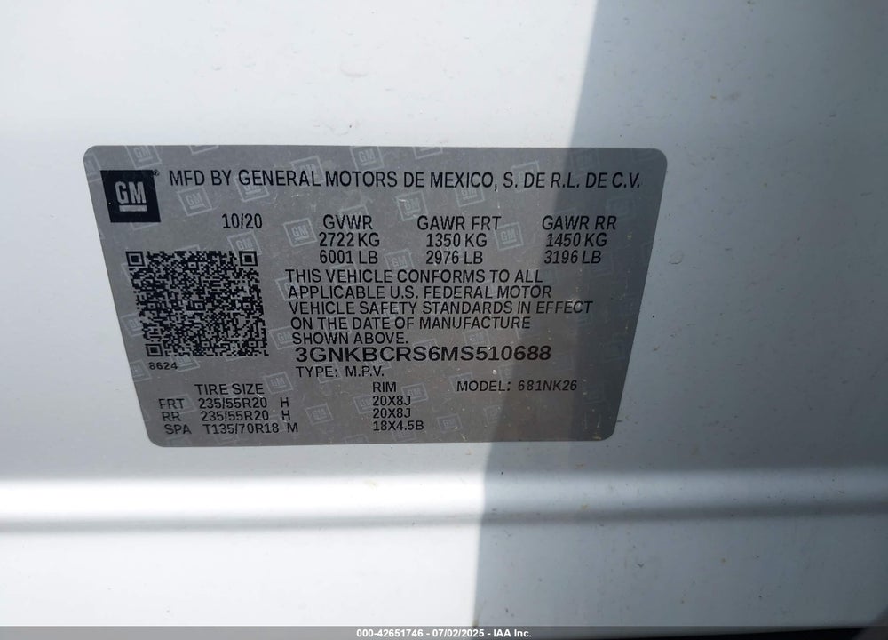 2021 CHEVROLET BLAZER FWD 2LT VIN: 3GNKBCRS6MS510688