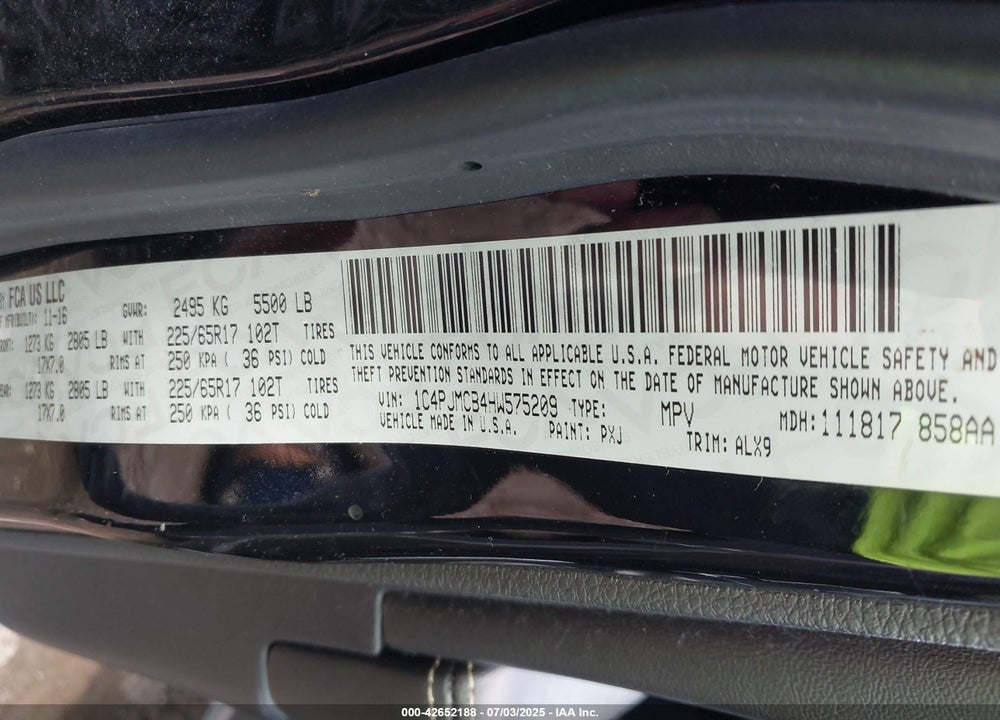 2017 JEEP CHEROKEE VIN: 1C4PJMCB4HW575209