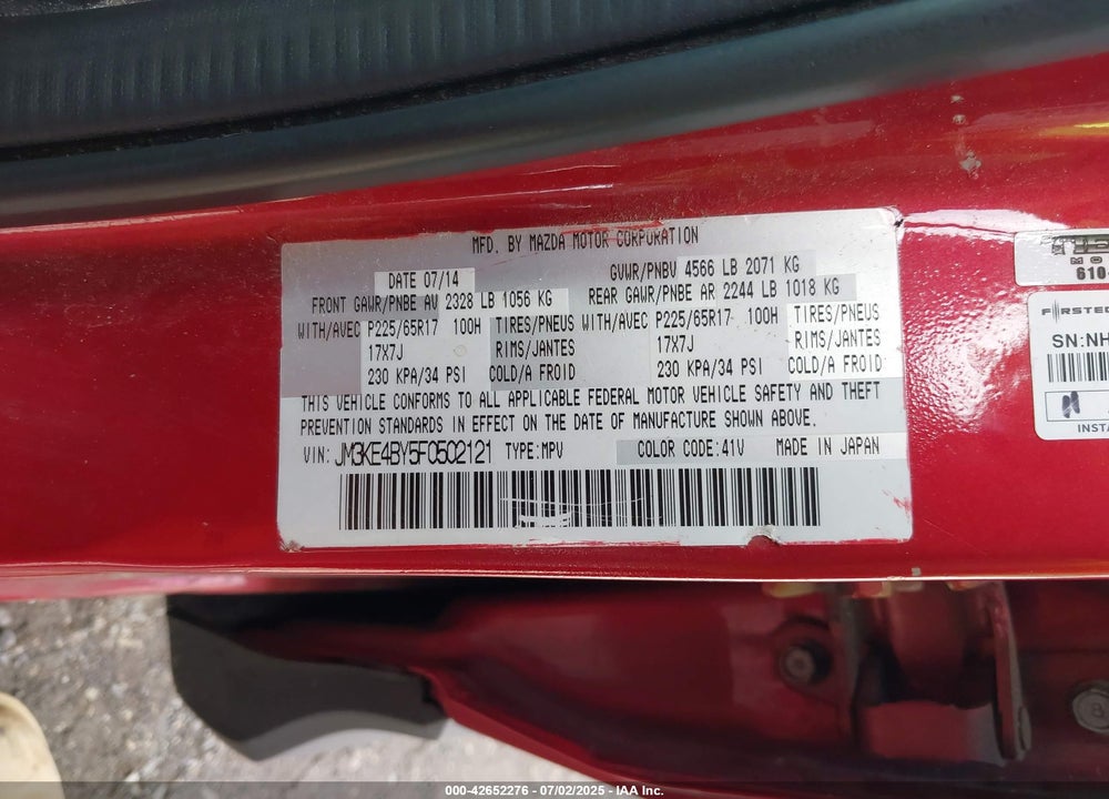 2015 MAZDA CX-5 VIN: JM3KE4BY5F0502121