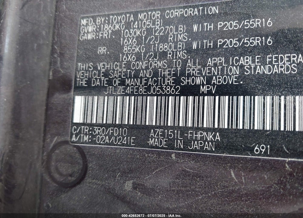 2014 SCION XB VIN: JTLZE4FE8EJ053862
