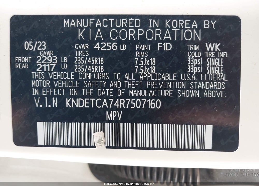 2024 KIA SELTOS VIN: KNDETCA74R7507160
