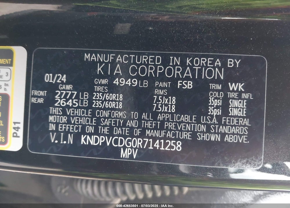 2024 KIA SPORTAGE HYBRID VIN: KNDPVCDG0R7141258
