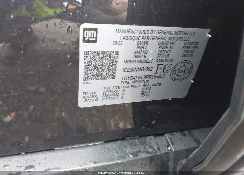 2023 CADILLAC ESCALADE VIN: 1GYS4FKL8PR153863