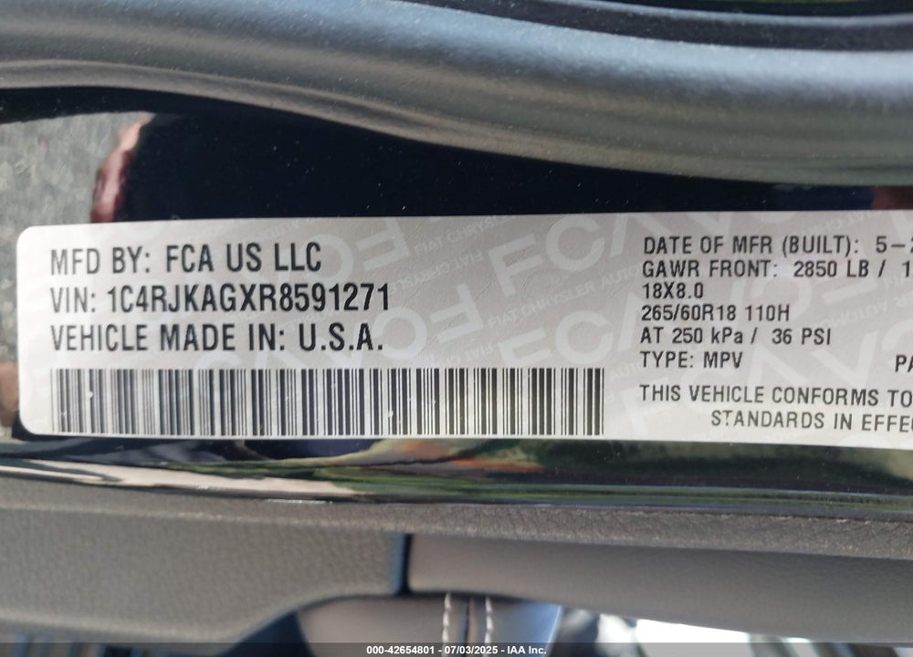 2024 JEEP GRAND CHEROKEE L ALTITUDE 4X4 VIN: 1C4RJKAGXR8591271