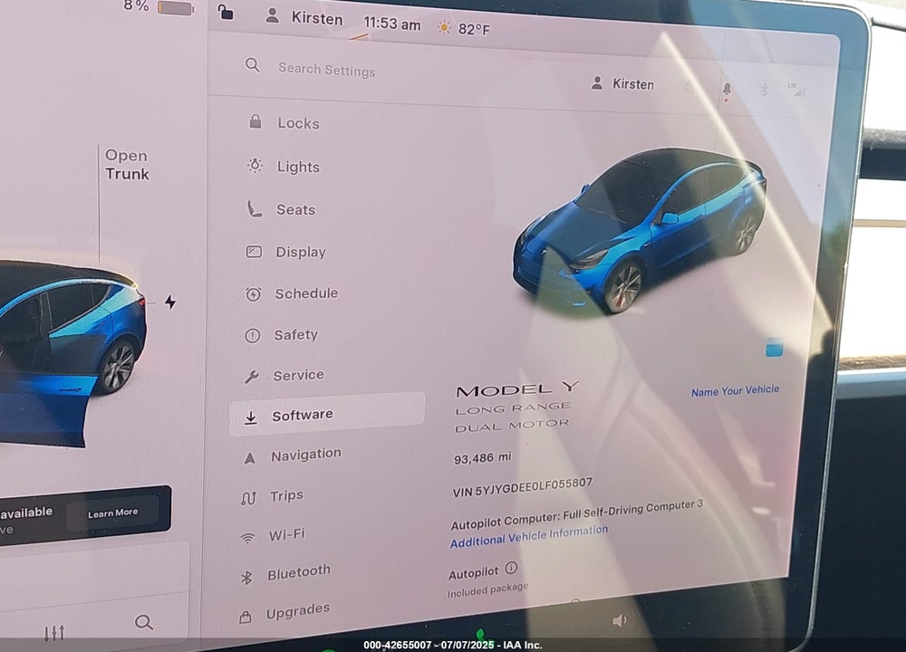 2020 TESLA MODEL Y VIN: 5YJYGDEE0LF055807