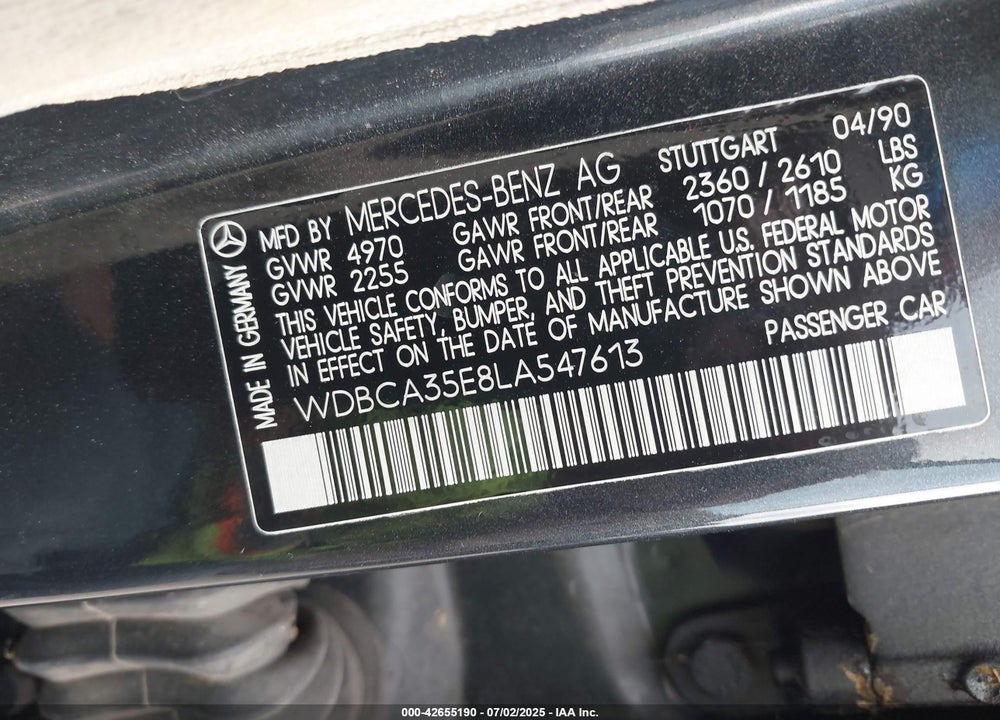 1990 MERCEDES-BENZ 420 SEL VIN: WDBCA35E8LA547613